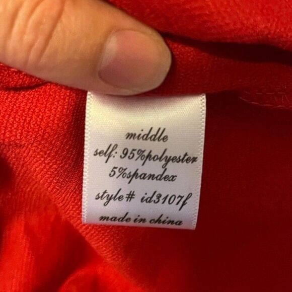 Alya Red 3/4 Sleeve Pleated Dress Size Medium - Picture 3 of 7